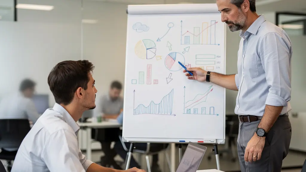 Équipe marketing en réunion collaborative devant indicateurs de performance SEO